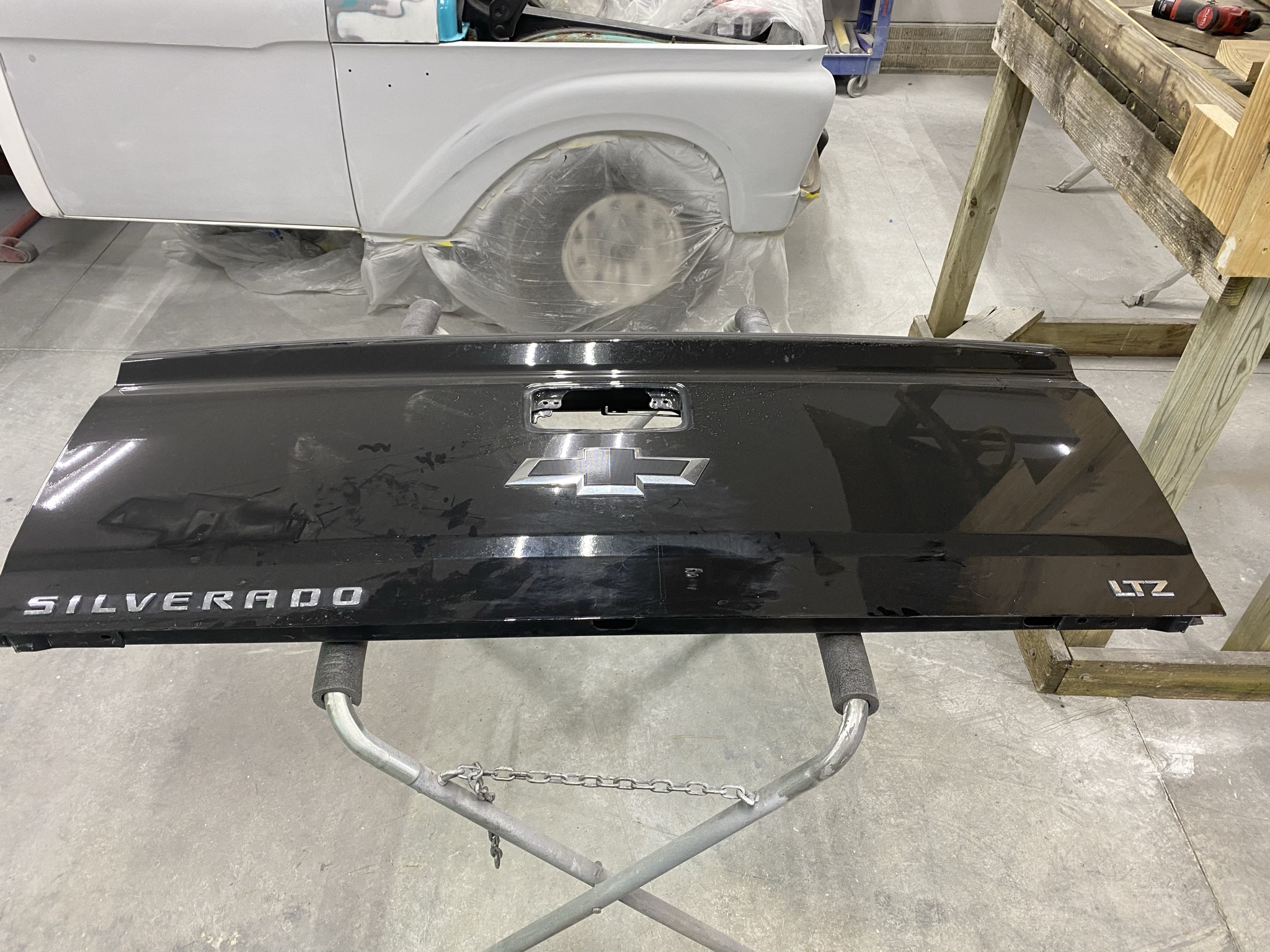 Chevrolet Silverado tailgate and body refinishing work